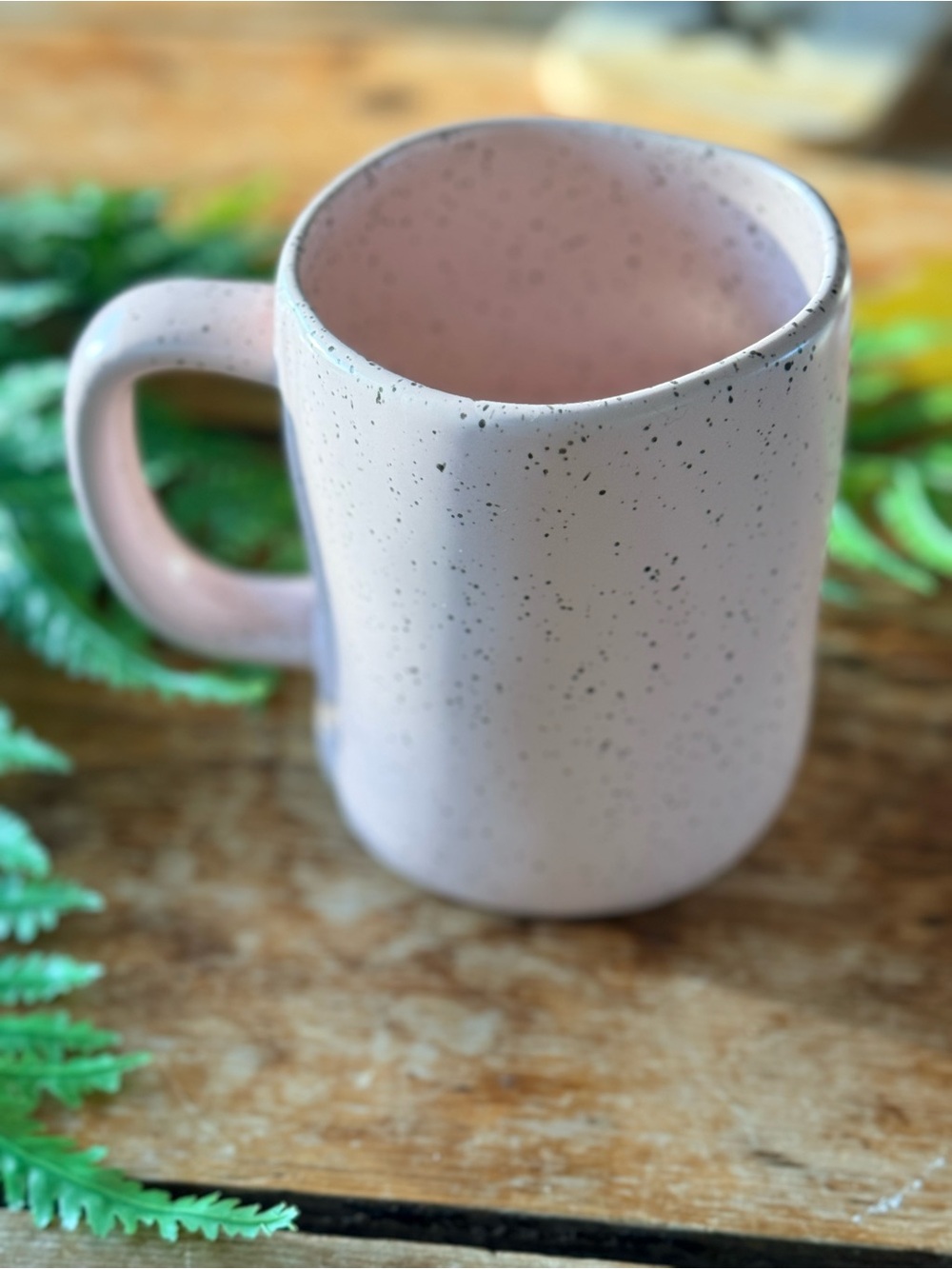 Rae Dunn Pink Speckled Mug "I'm Just Here for the Chocolate" - Picture 3 of 4